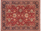handmade Traditional Lahore Red Blue Hand Knotted RECTANGLE 100% WOOL area rug 8x10